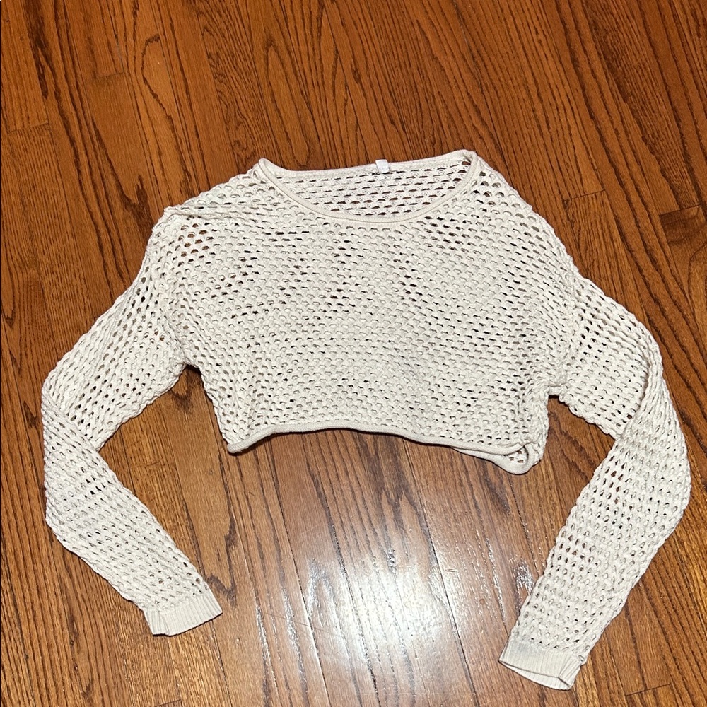 Garage Cream Knit Cropped Sweater
